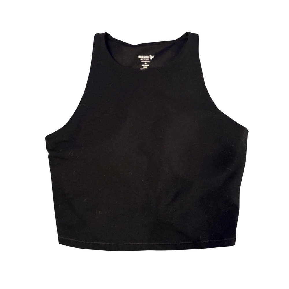 Old Navy Active Black Crop Tank Top PowerChill Built In Bra Size M‎